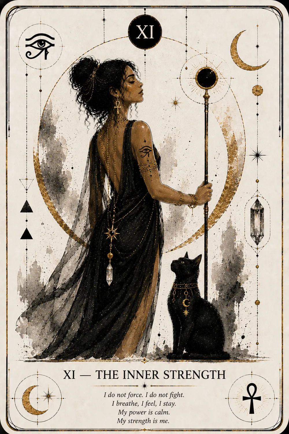 The Inner Strength — The Cat Priestess tarot card