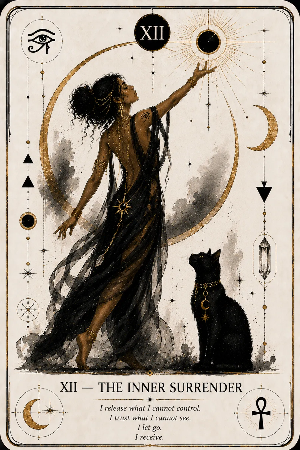 The Inner Surrender — The Cat Priestess tarot card