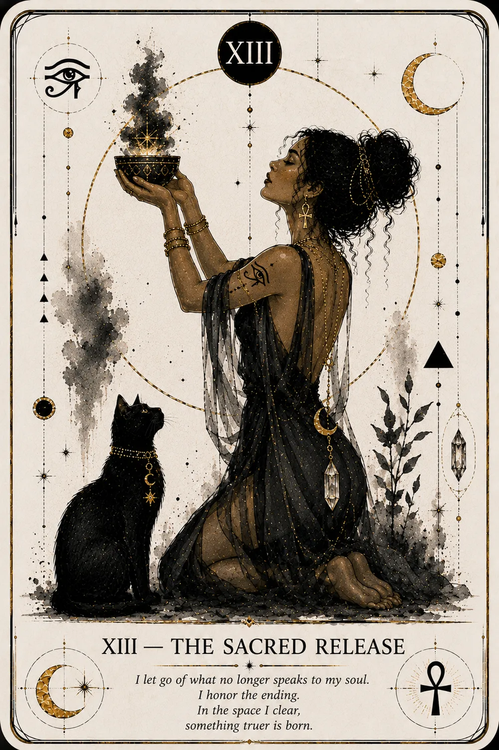 The Sacred Release — The Cat Priestess tarot card