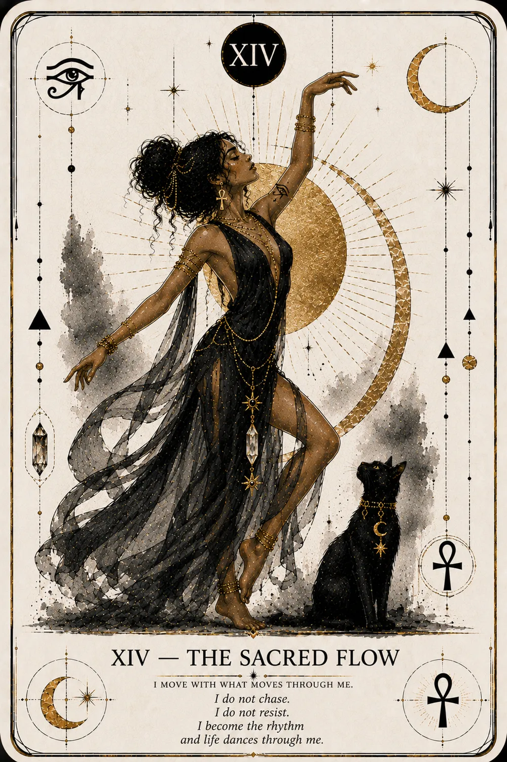 The Sacred Flow — The Cat Priestess tarot card