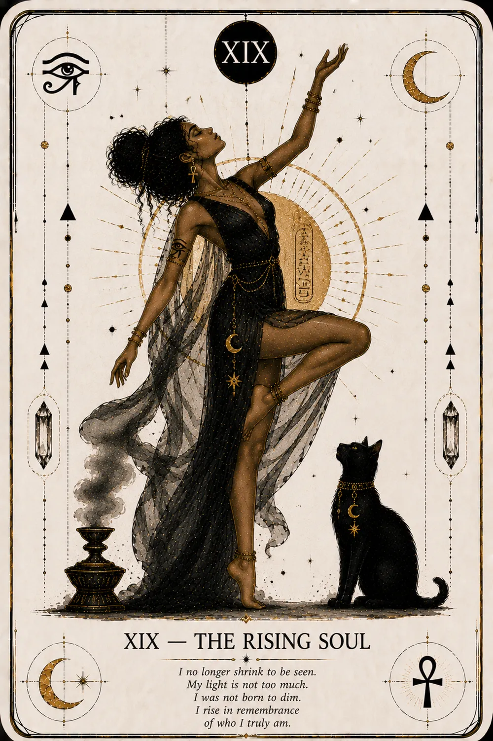 The Rising Soul — The Cat Priestess tarot card