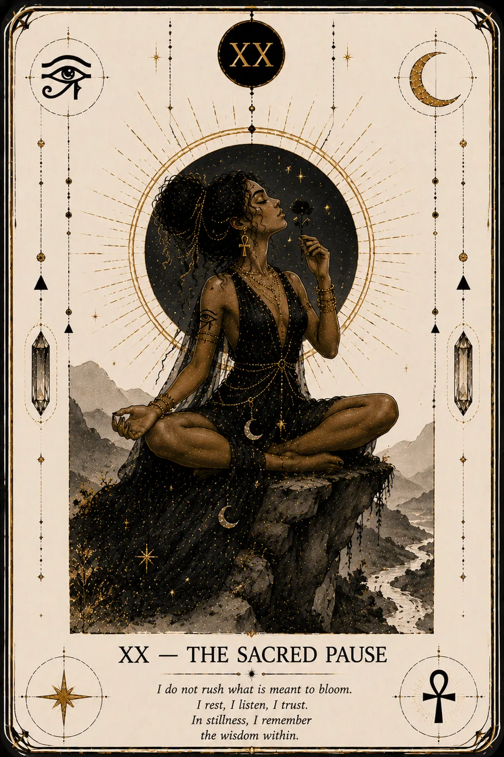 The Sacred Pause — The Cat Priestess tarot card