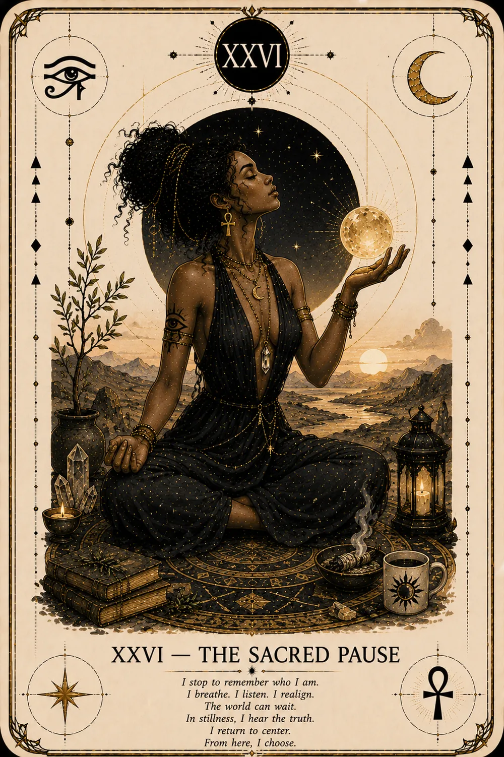 The Sacred Pause — The Cat Priestess tarot card