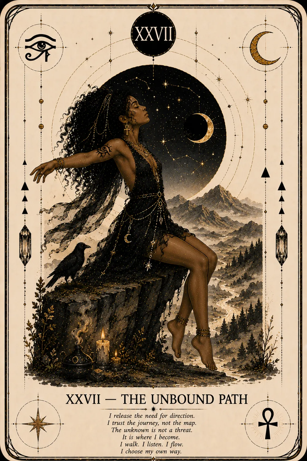 The Unbound Path — The Cat Priestess tarot card