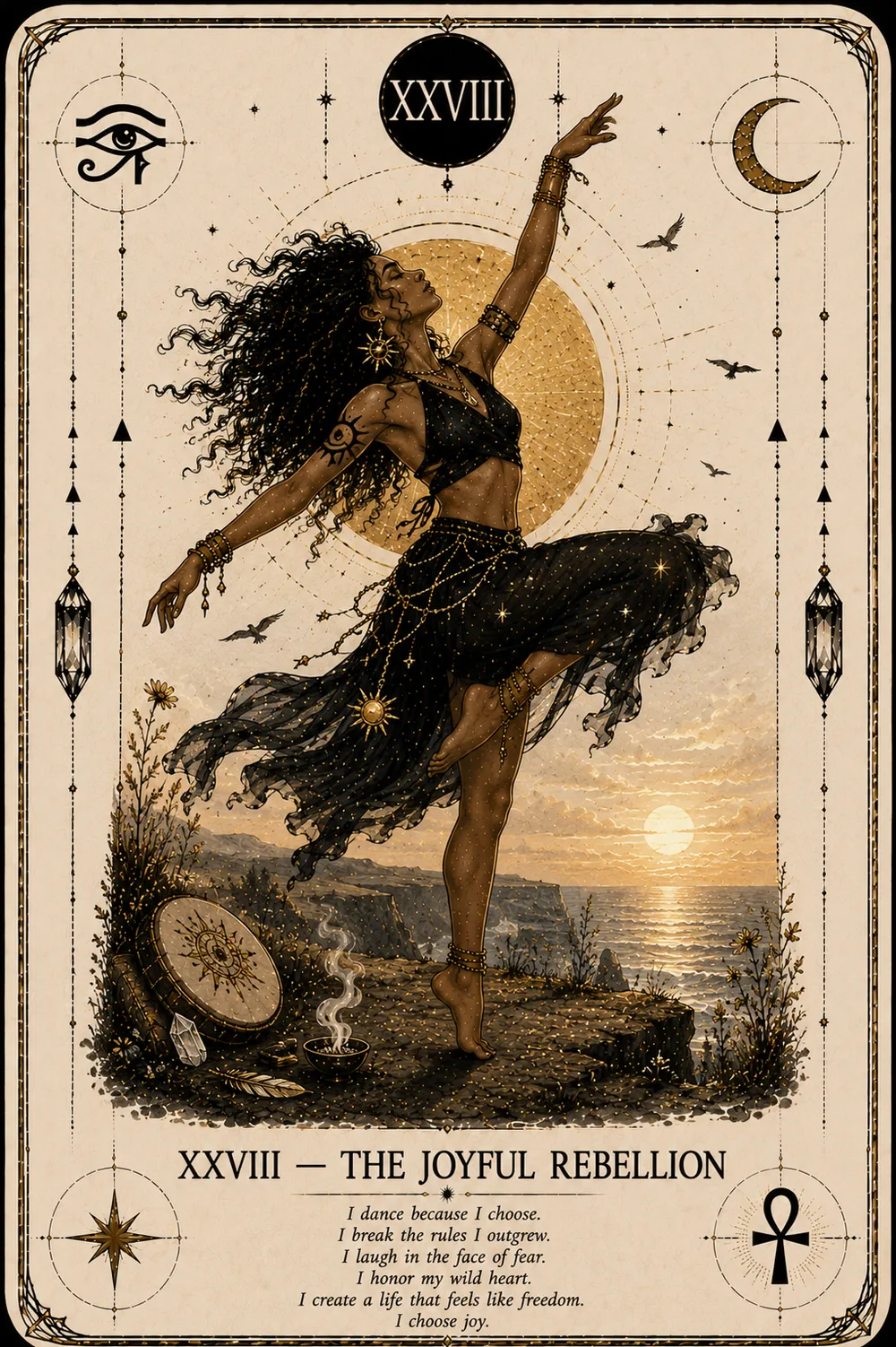 The Joyful Rebellion — The Cat Priestess tarot card