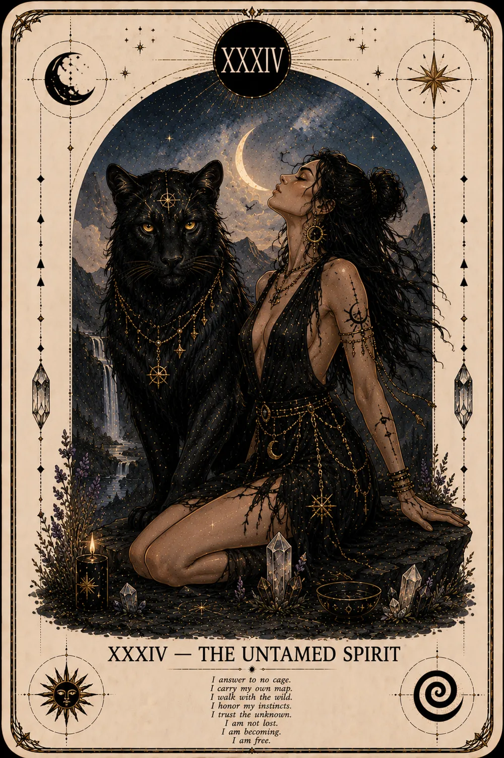 The Untamed Spirit — The Cat Priestess tarot card