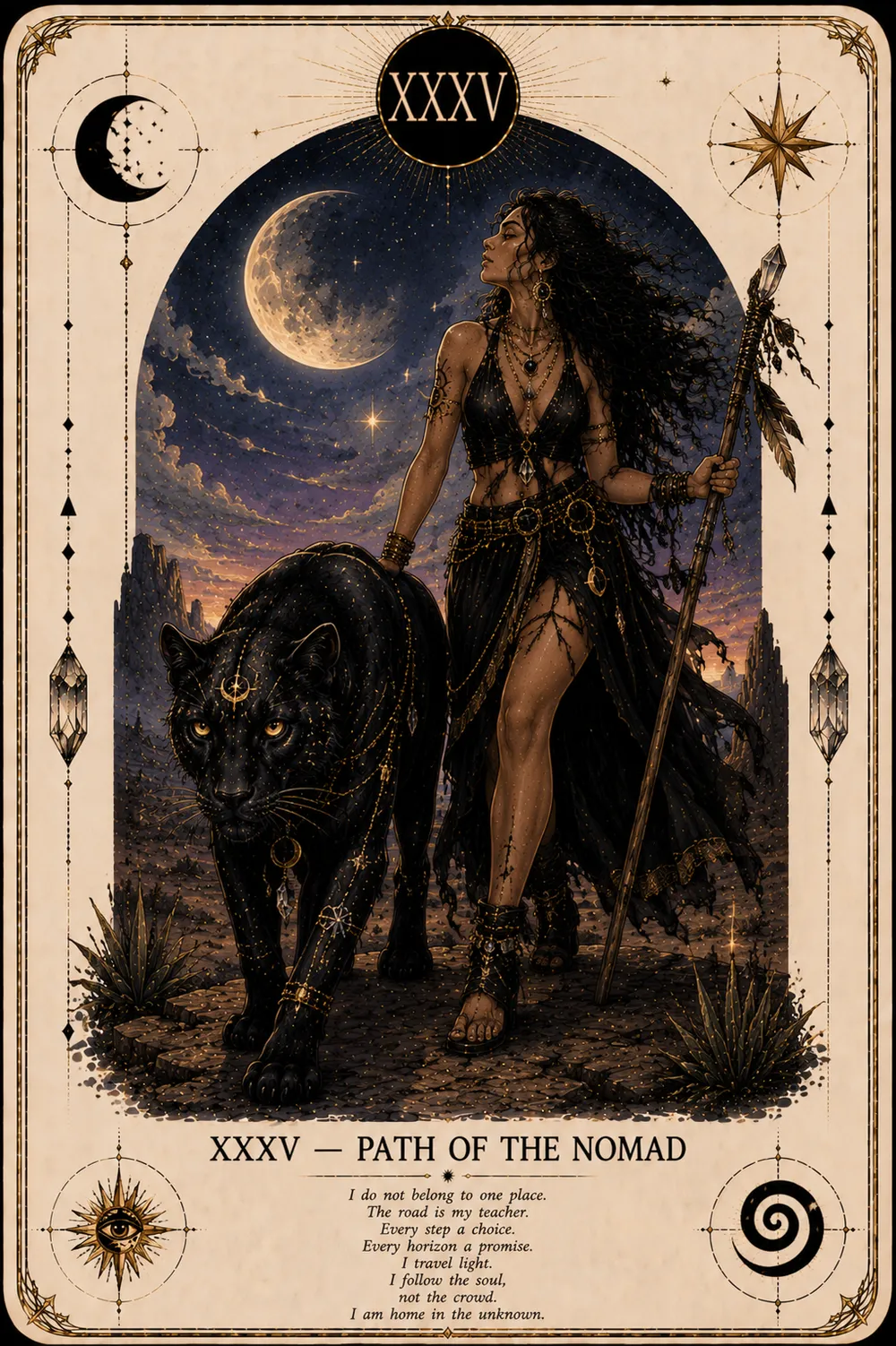 Path of the Nomad — The Cat Priestess tarot card