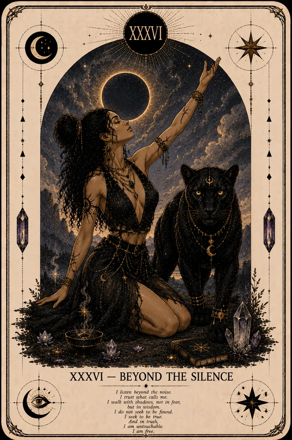 Beyond the Silence — The Cat Priestess tarot card