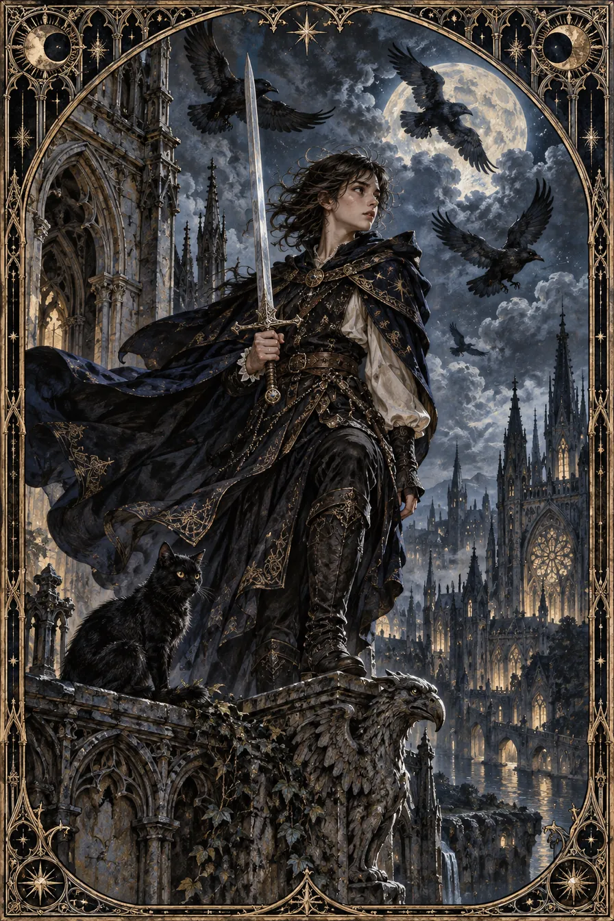 Page of Swords: The young sword bearer watches the changing air, representing a mind learning how to use its edge.