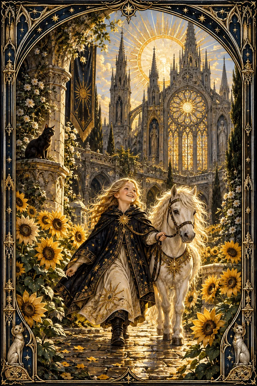 The Sun: The bright courtyard and white pony bring life into the Gothic world, showing that darkness and delight can inhabit one story.